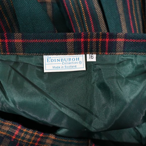 The Edinburgh Collection Scottish Wool Plaid Tartan Print Skirt Green Size 16 - Picture 4 of 9